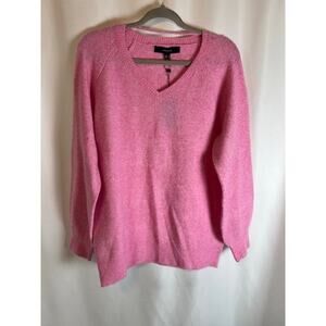 Vero Moda Womens Leaf Pink V-Neck Knit Long Sleeve Pullover Sweater S